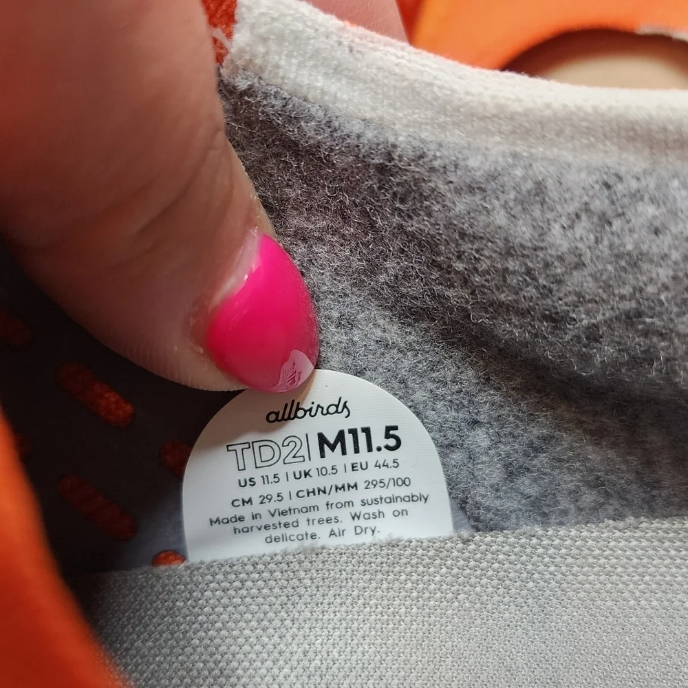 Allbirds TD2 Tree Dasher 2 Orange‎ Knit Active Shoes. Men's size 11.5. New.